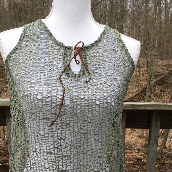 J Valdi size M green mesh swimsuit cover up - Picture 2 of 4